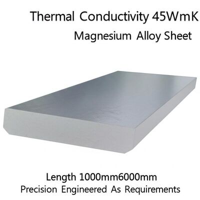 Conductividad térmica 45WmK Lámina de aleación de magnesio Longitud 1000mm-6000mm Diseñada con precisión según los requisitos