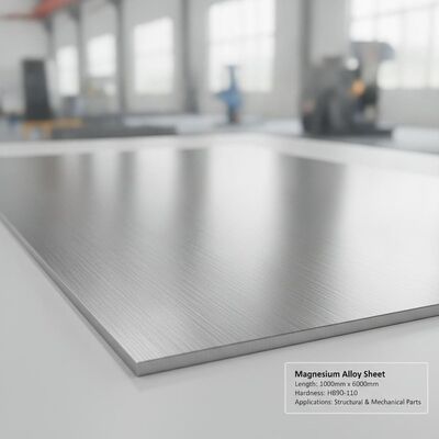 Largo 1000mm 6000mm Hoja de aleación de magnesio Metal que proporciona dureza HB90 110 Adecuado para piezas estructurales y mecánicas